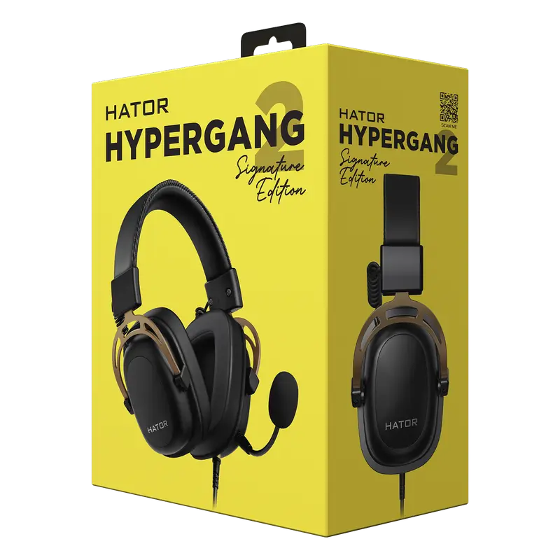 Căști gaming HATOR Hypergang 2, Cu fir, Negru | Auriu