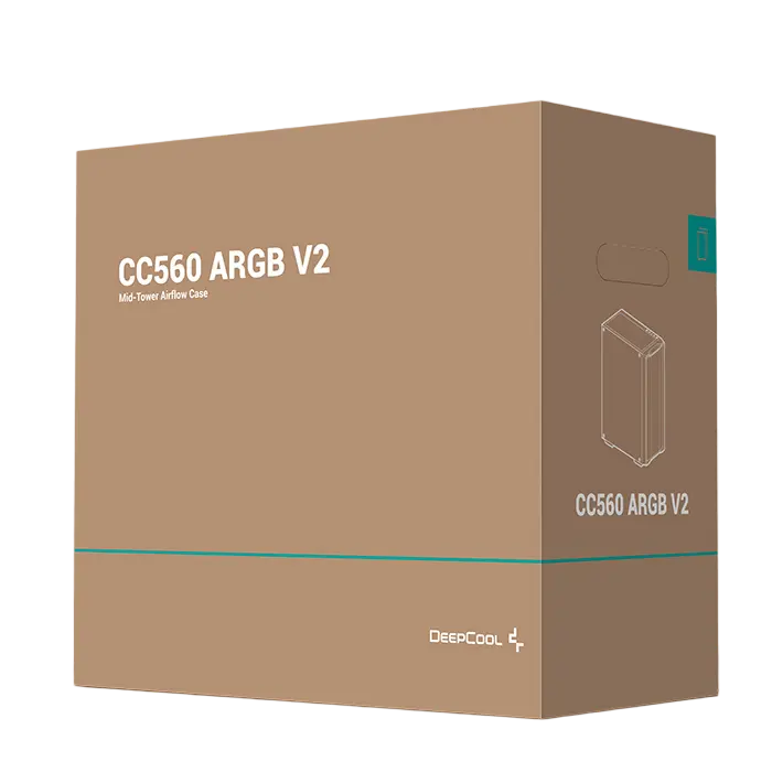 Carcasă PC Deepcool CC560  ARGB V2, Midi-Tower, Fără PSU, Negru
