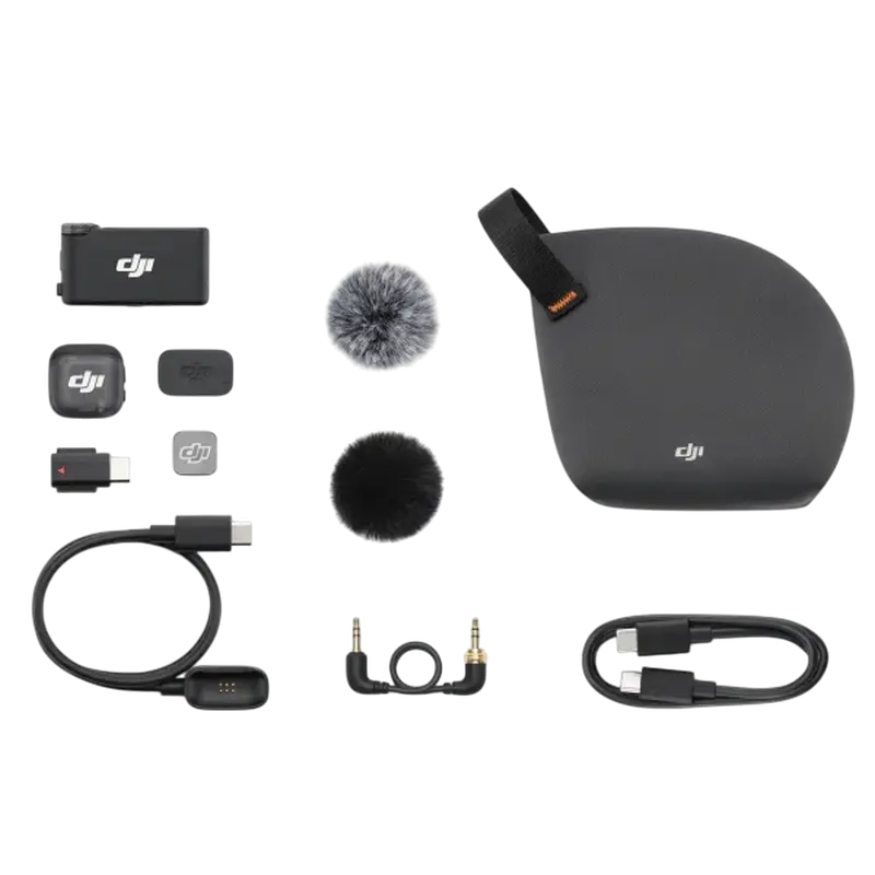 Microfon portabil pentru înregistrare vocală DJI Mic 3 (1 TX + 1 RX), Fără fir, Negru