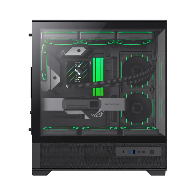 Carcasă PC Gamemax VISTA 2 AB, Midi-Tower, Fără PSU, Negru