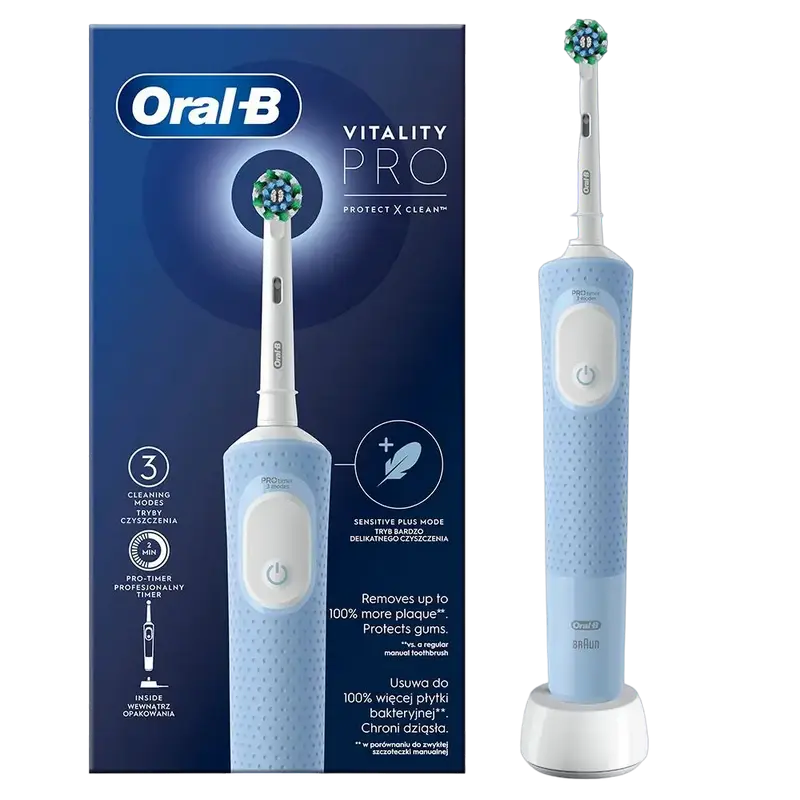 Periuță de dinți electrică Braun Oral-B Vitality Pro Protect X , Albastru deschis