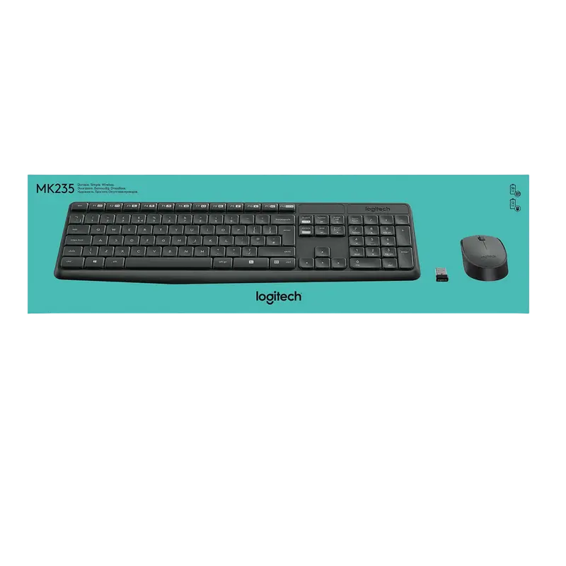 Клавиатура и мышь Logitech MK235, Беспроводное, Серый