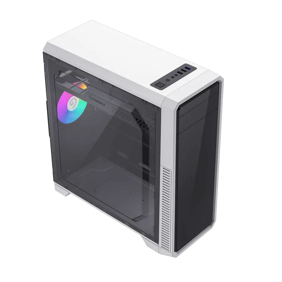 Carcasă PC Gamemax G561E-WH, Midi-Tower, Fără PSU, Negru | Alb