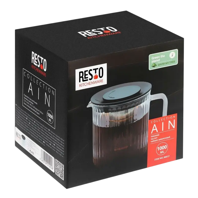 Ceainic cu infuzor RESTO 90517, 1L, Negru