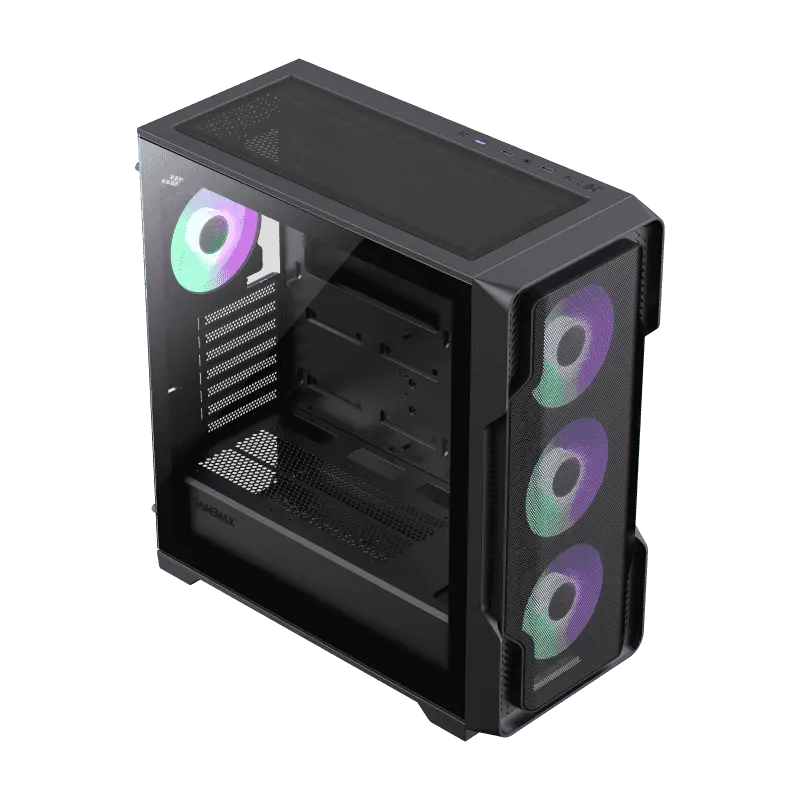Carcasa computer Gamemax Siege, Midi-Tower, fără sursă de alimentare, negru