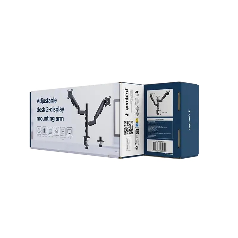 Suport birou pentru monitoare Gembird MA-DA2P-02, Negru