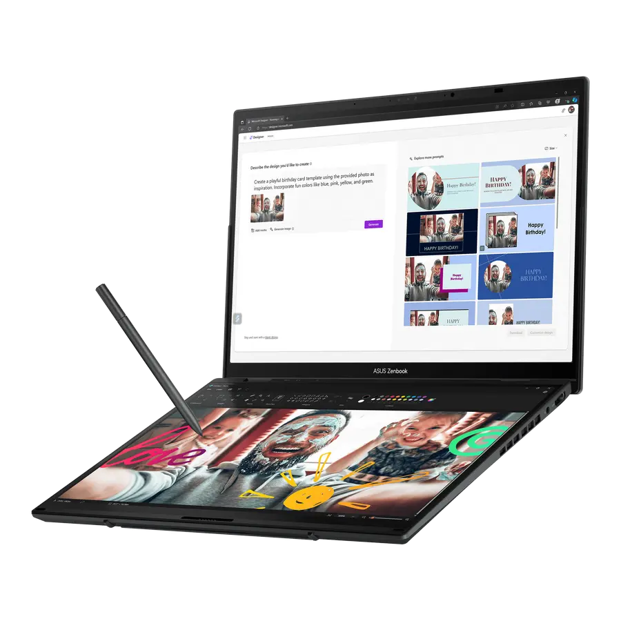 Laptop 14" ASUS Zenbook DUO OLED UX8406CA, Inkwell Gray, Intel Core Ultra 9 285H, 32GB/2048GB, Windows 11 Home