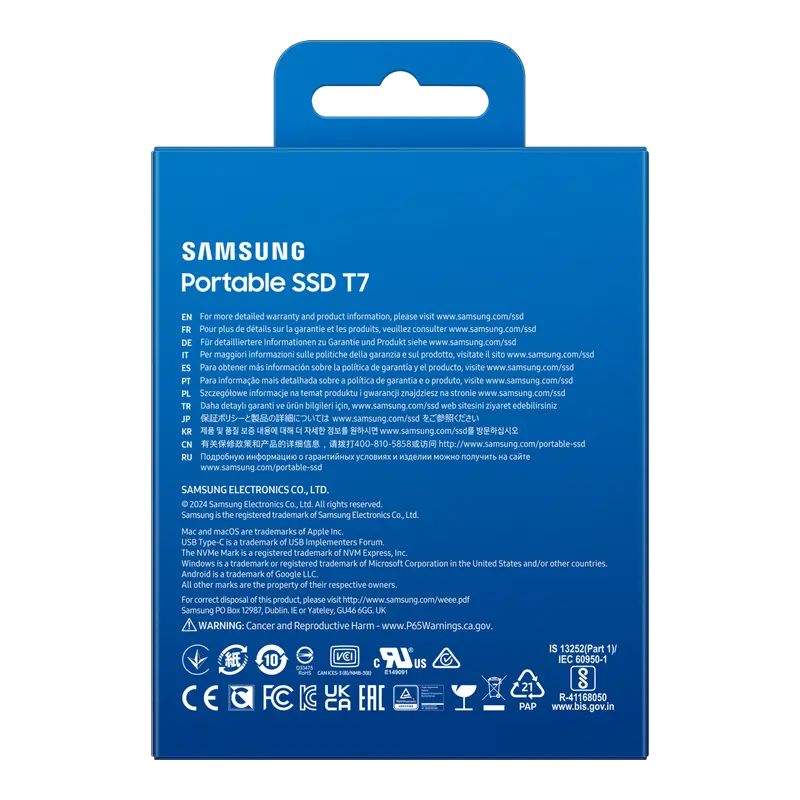 SSD portabil extern Samsung T7, 4 TB, Titan Gray (MU-PC4T0T/WW)