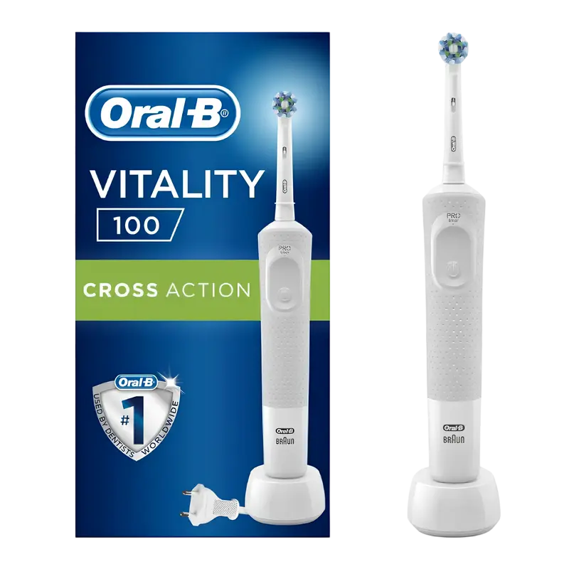 Periuță de dinți electrică Braun Oral-B Vitality 100 Cross Action, Alb