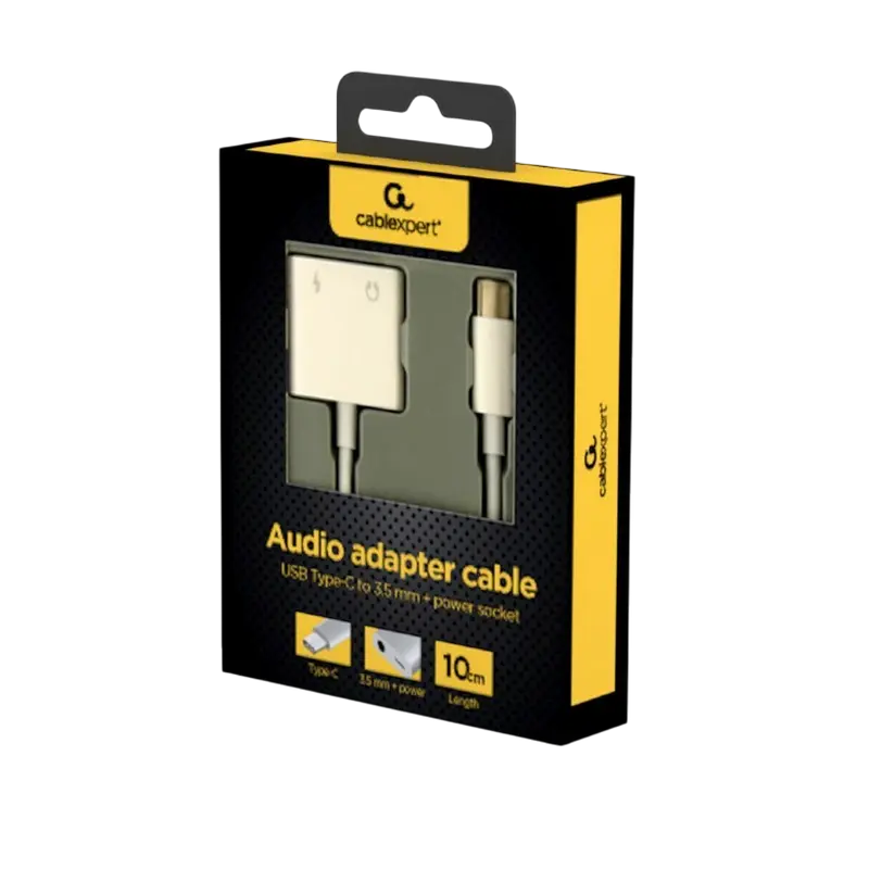 Audio Adaptor Cablexpert A-CM-3.5FP-01, USB Type-C (M) - 3.5mm 4-pin (F), 0,01m, Alb