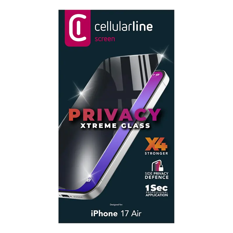 Sticlă de protecție Cellularline Tempered Glass Privacy pentru Apple iPhone Air, Negru
