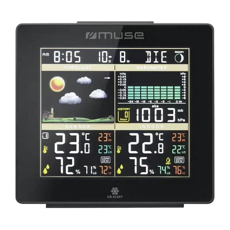 Датчик температуры и влажности MUSE M-085WS, Черный