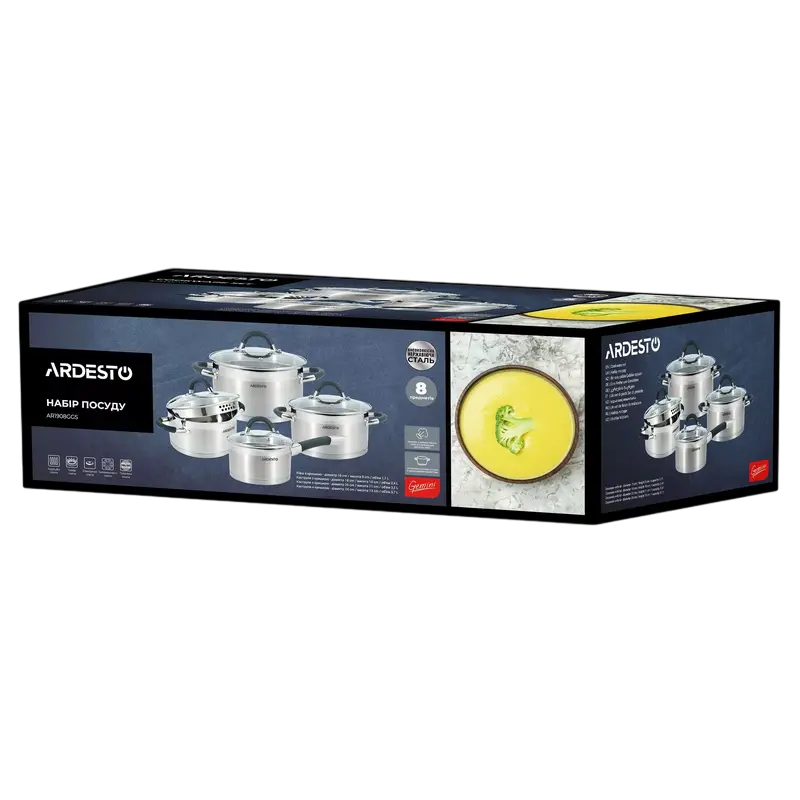 Set de vase Ardesto AR1908GGS, Oțel inoxidabil