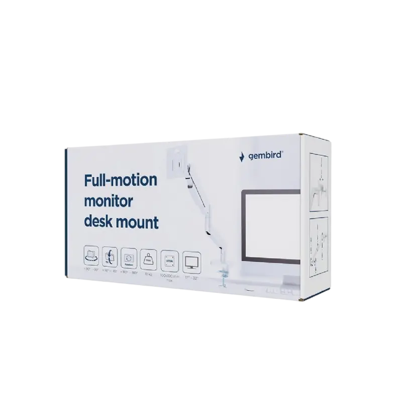 Suport birou pentru monitoare Gembird MA-DA1-04-W, Alb