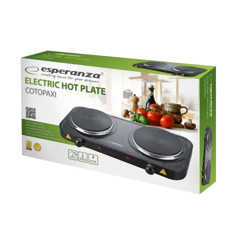 Электическая настольная плита Esperanza EKH010K, Чёрный