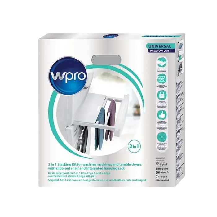 Kit montare verticala pentru uscatoare Whirlpool Wpro 484000008545, Alb