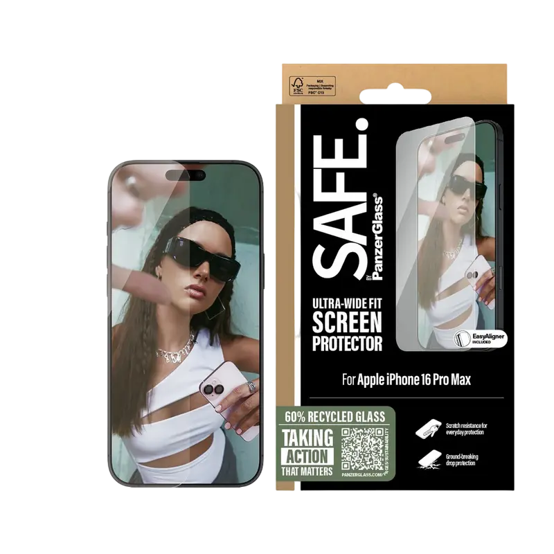 Sticlă de protecție PanzerGlass SAFE. UWF pentru iPhone 16 Pro Max, Transparent