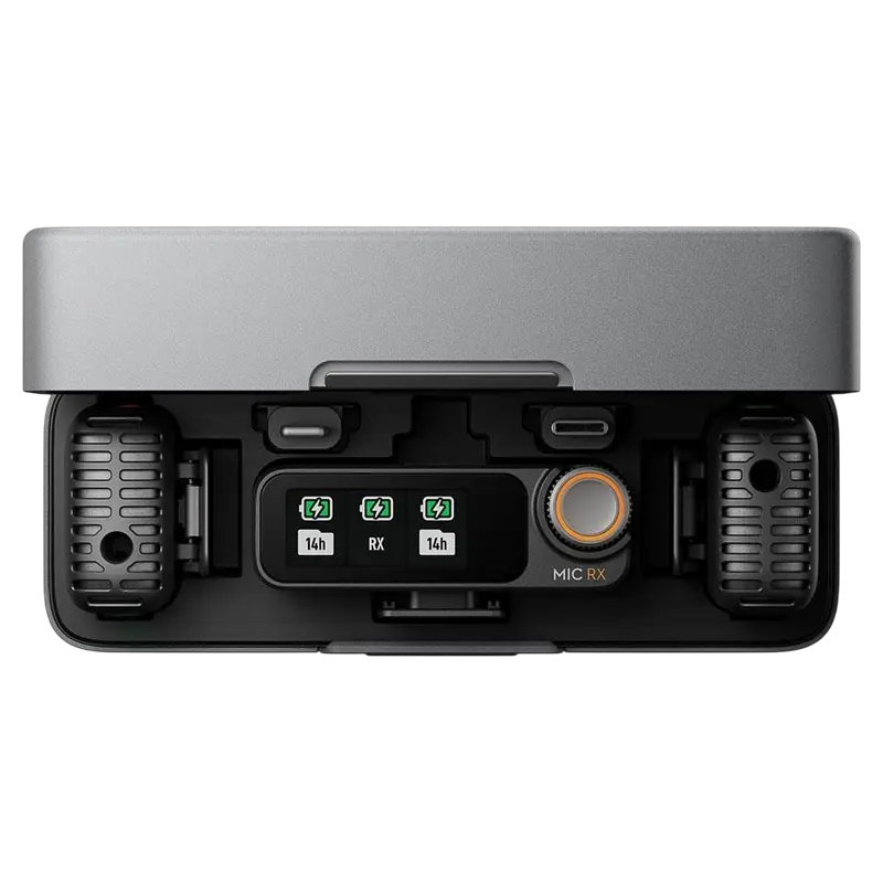 Microfon portabil pentru înregistrare vocală DJI Mic 2 (2 TX + 1 RX + Charging Case), Fără fir, Negru