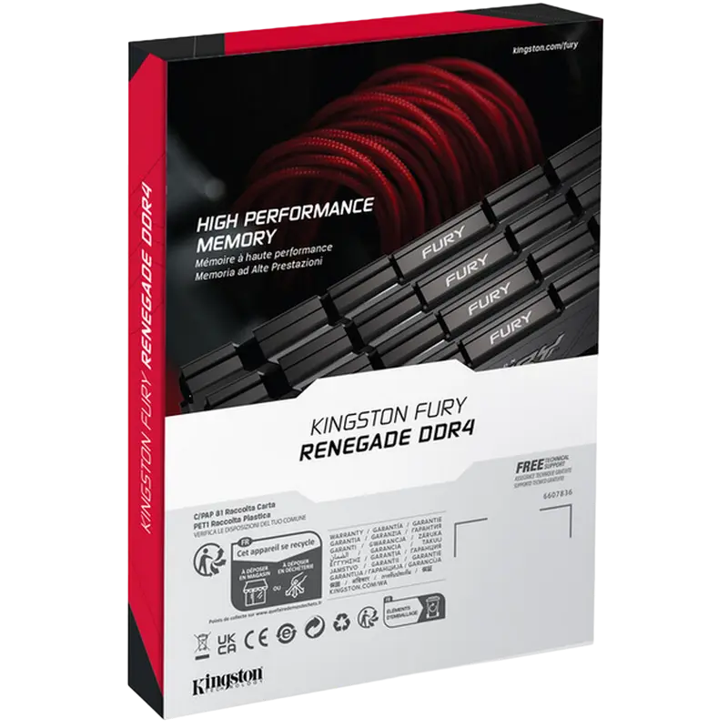 Оперативная память Kingston FURY Renegade, DDR4 SDRAM, 3200 МГц, 16Гб, KF432C16RB2K2/16
