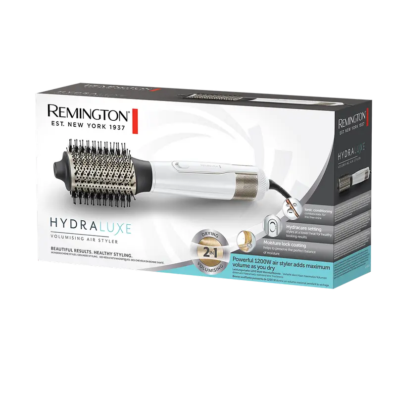 Uscător de păr-perie Remington Hydraluxe AS8901, 1200W, Alb