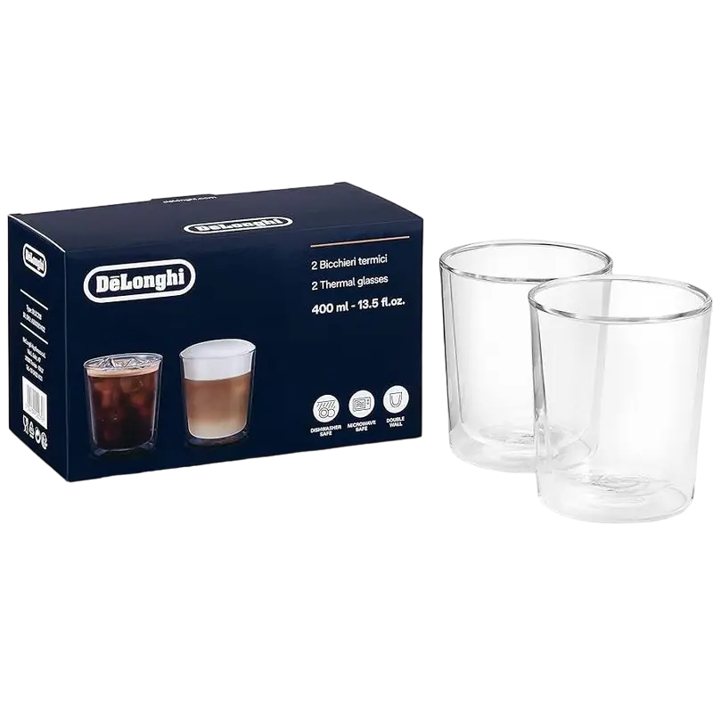 Set de pahare DeLongh DLSC318, 400 ml, 2 buc, Transparent