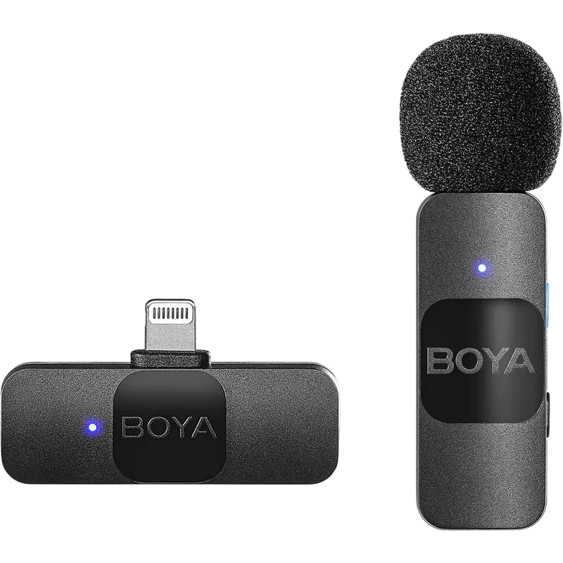 Microfon portabil pentru înregistrare vocală Boya BY-V1, Fără fir, Negru