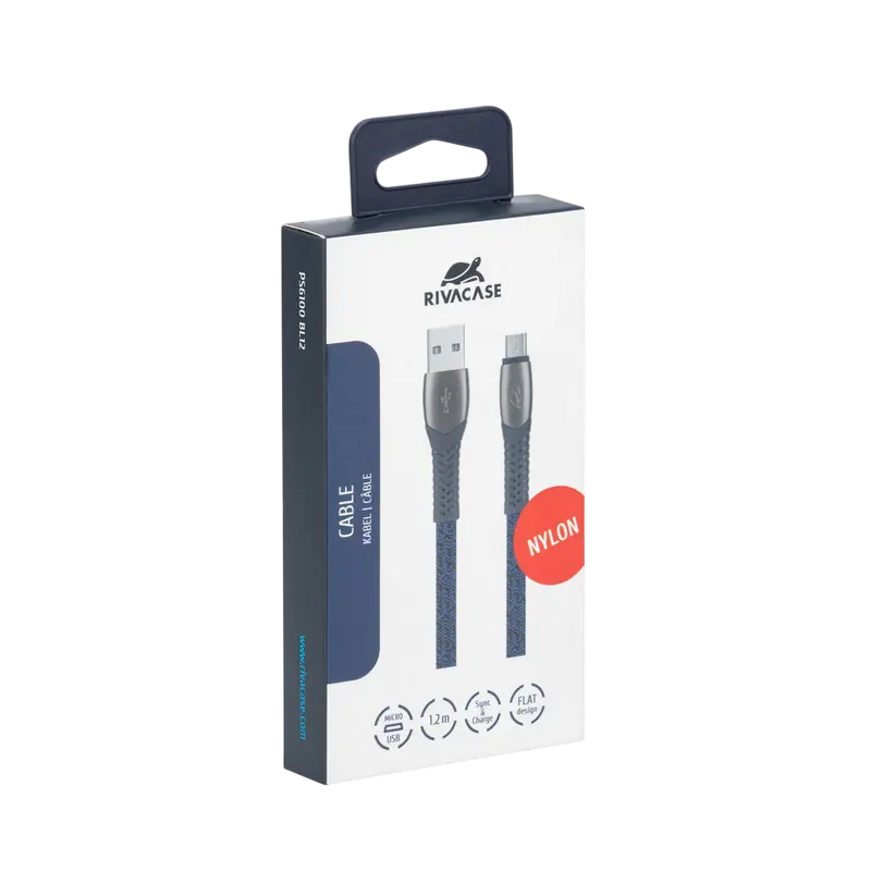Cablu încărcare și sincronizare Rivacase PS6102 BL12, USB Type-A/USB Type-C, 1,2m, Albastru
