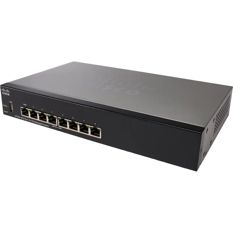 Switch de rețea Cisco SF350-08, 8x 10/100 Mbps
