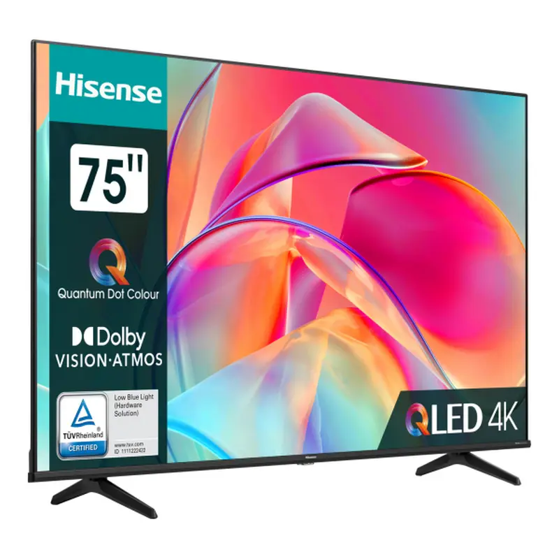 75" QLED SMART Телевизор Hisense 75E7KQ, 3840x2160 4K UHD, VIDAA U6.0, Чёрный