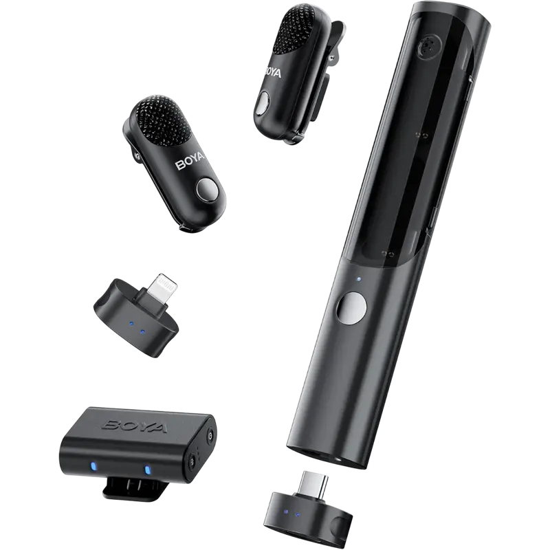 Microfon portabil pentru înregistrare vocală Boya Magic, Fără fir, Negru