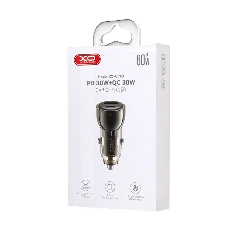 Încărcător auto XO CC60, 60W, Negru