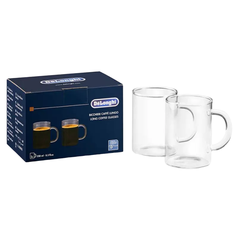 Set de pahare DeLonghi DLSC320, 250 ml, 2 buc, Transparent