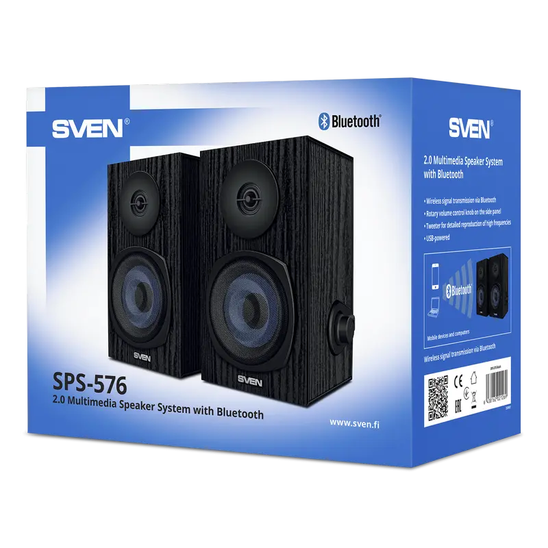 Difuzoare pentru casă fără fir 2.0 CH SVEN SPS-576, Negru