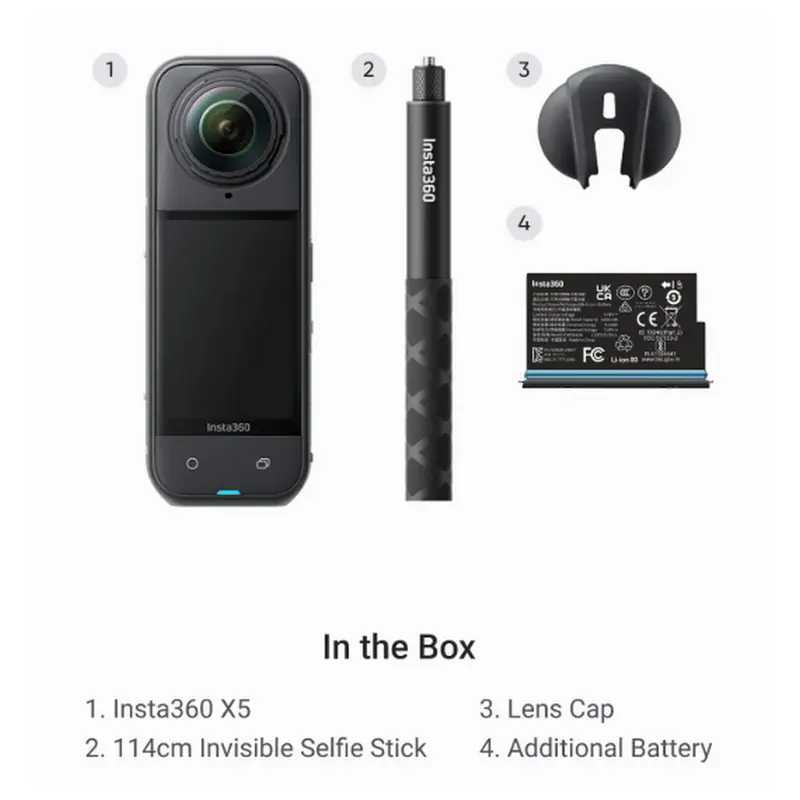Cameră Video Sport Insta360 X5 Starter Bundle, Negru