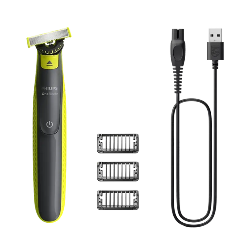Trimmer pentru bărbați Philips OneBlade QP2724/23, Negru | Verde