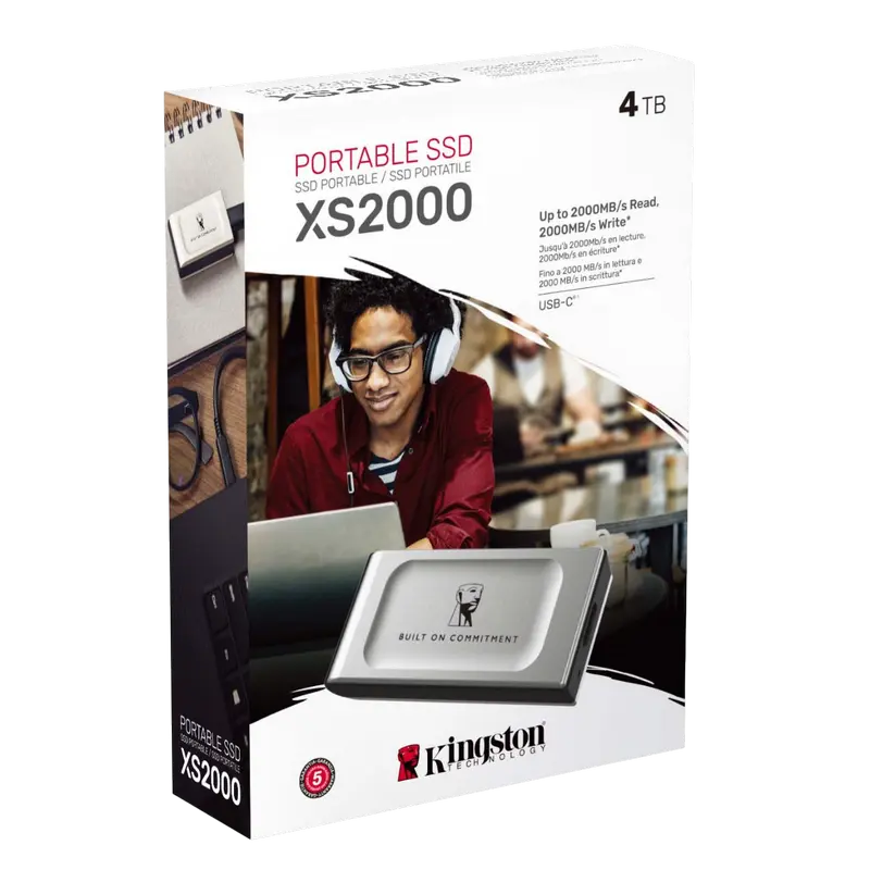 Внешний портативный SSD накопитель Kingston XS2000 BoC, 4 ТБ, Серебристый (SXS2000/4000GA)