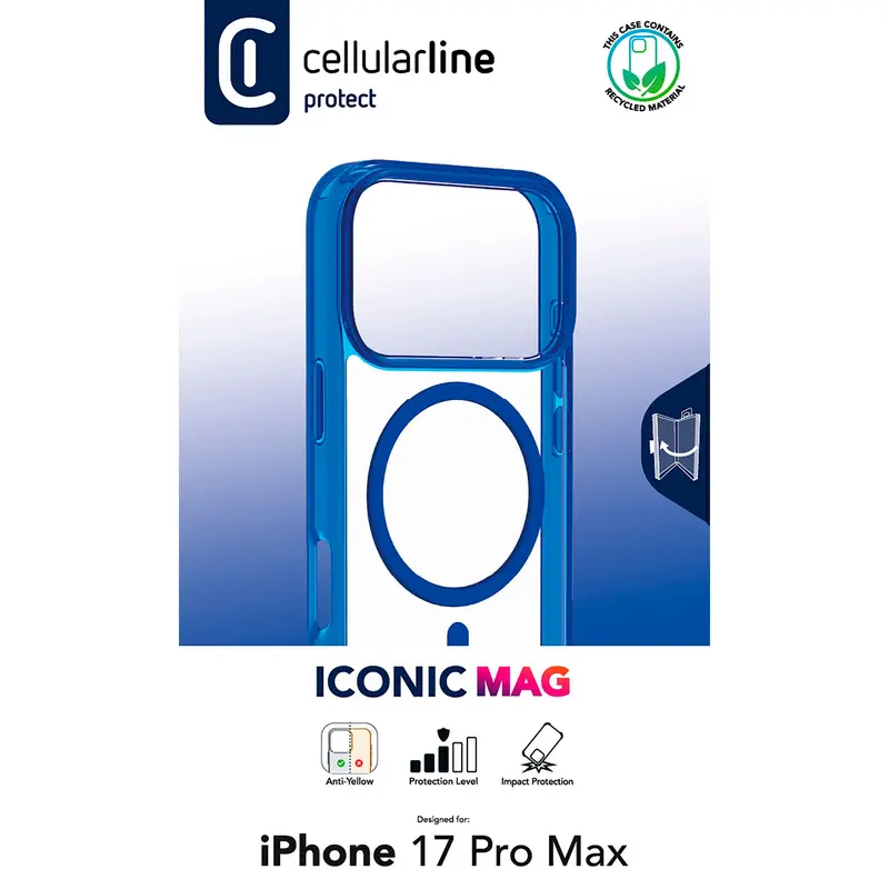 Чехол Cellularline Iconic Mag для Apple iPhone 17 Pro Max, Синий