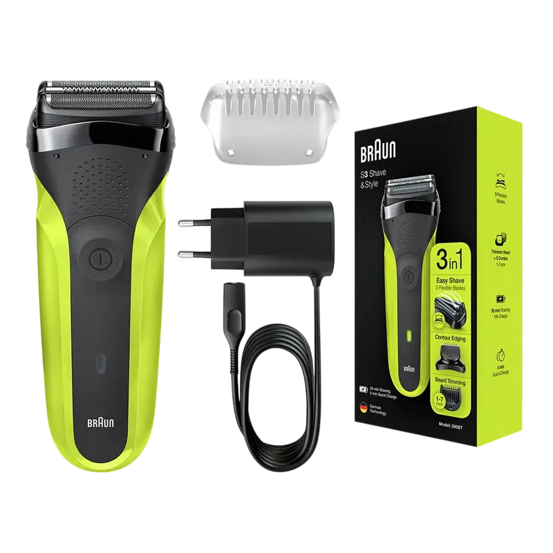 Aparat de ras electric Braun 300BT, Negru | Verde