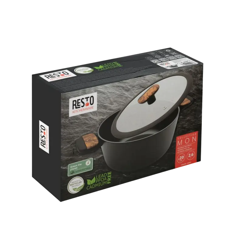 Tigaie RESTO 93187, 2.6l, 20cm, Negru, Maro