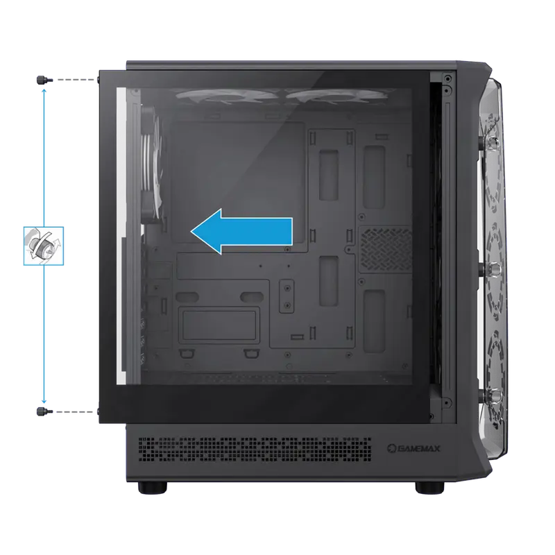 Carcasă PC Gamemax Starlight 2 AB, Midi-Tower, Fără PSU, Negru