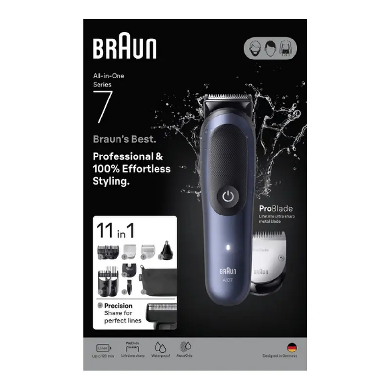 Trimmer pentru bărbați Braun AIO7540, Albastru