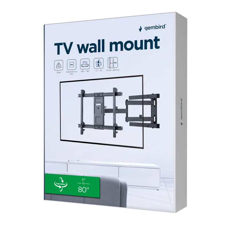 Поворотное настенное крепление Gembird WM-80ST-05, Черный