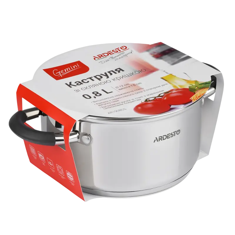 Cratiță Ardesto AR1908CS, 0,8L, 12cm, Oțel inoxidabil