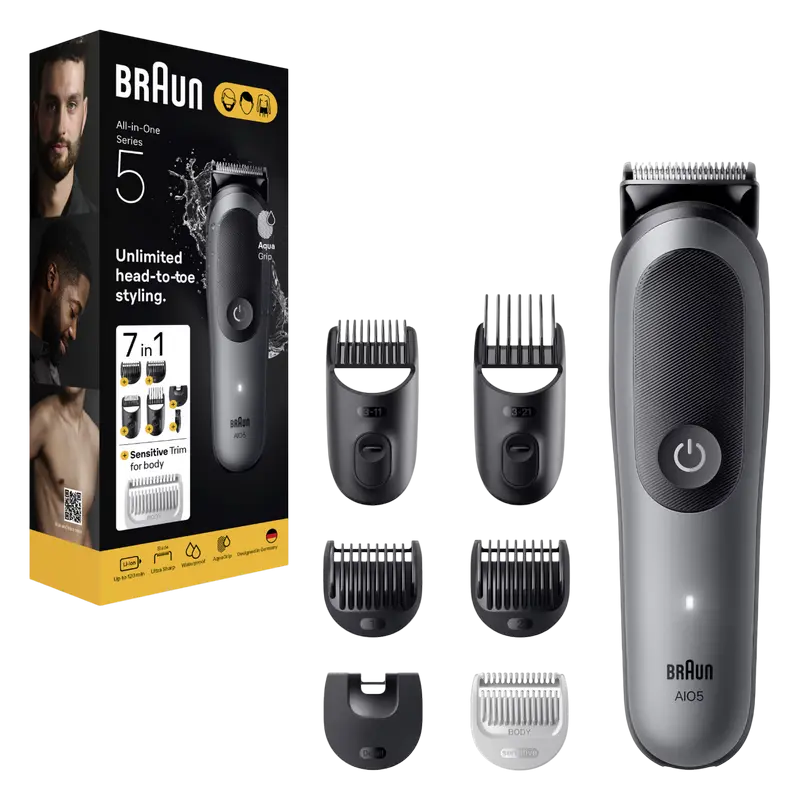 Trimmer pentru bărbați Braun AIO5520, Gri