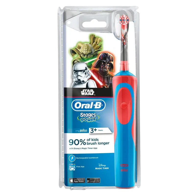 Электрическая зубная щетка Braun Oral-B Kids D100 StarWars, Голубой | Красный