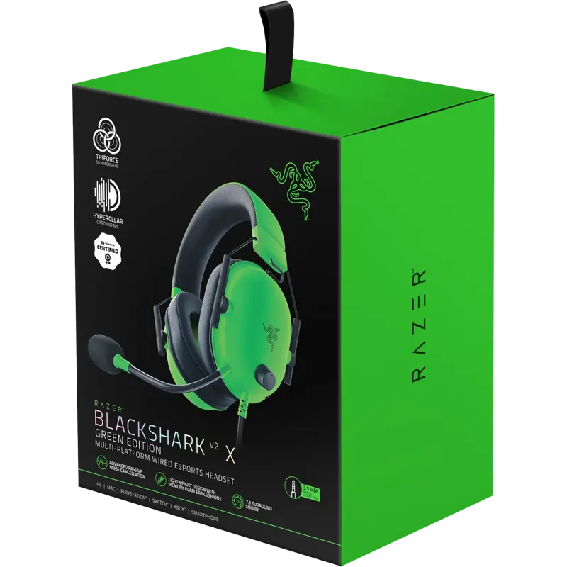 Căști gaming Razer BlackShark V2 X, Cu fir, Verde