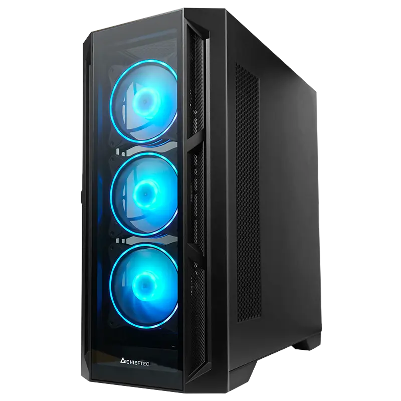 Компьютерный корпус Chieftec GA-01B-TG-OP, Midi-Tower, Без блока питания, Чёрный