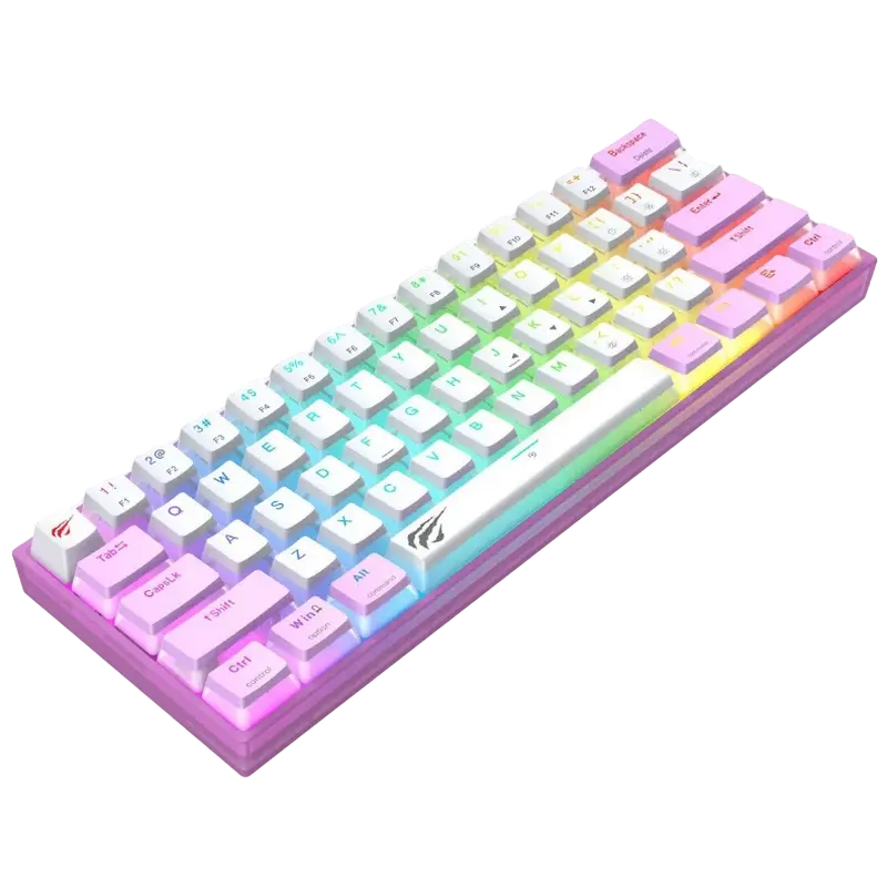 Tastatură Havit KB877L, Cu fir / Fără fir, Violet/Alb