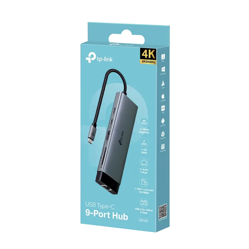 USB-концентратор TP-LINK UH9120C, Серебристый