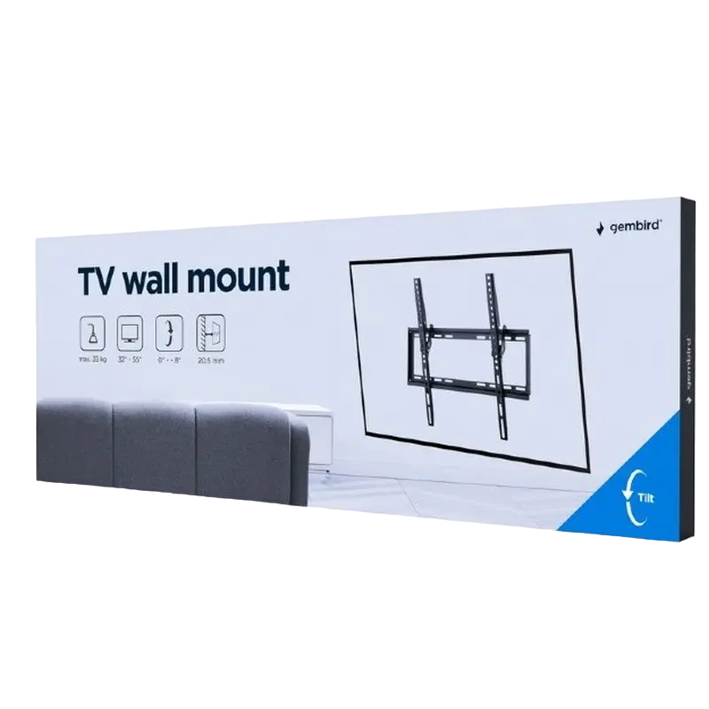 Suport TV de perete Gembird WM-55T-03, Negru